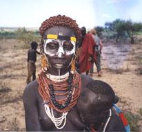 A mother and her child on Omo River in Ethiopia